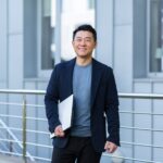 portrait handsome Asian man a university college teacher, businessman